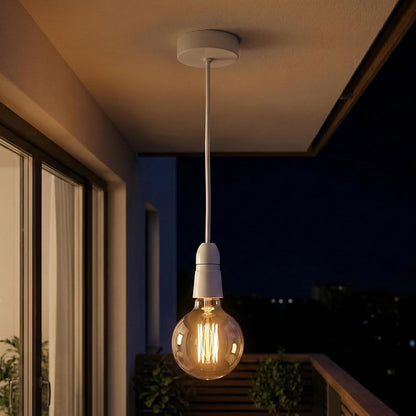 B22 Pendant Lamp Holder Set with Ceiling Rose – White - photo 4