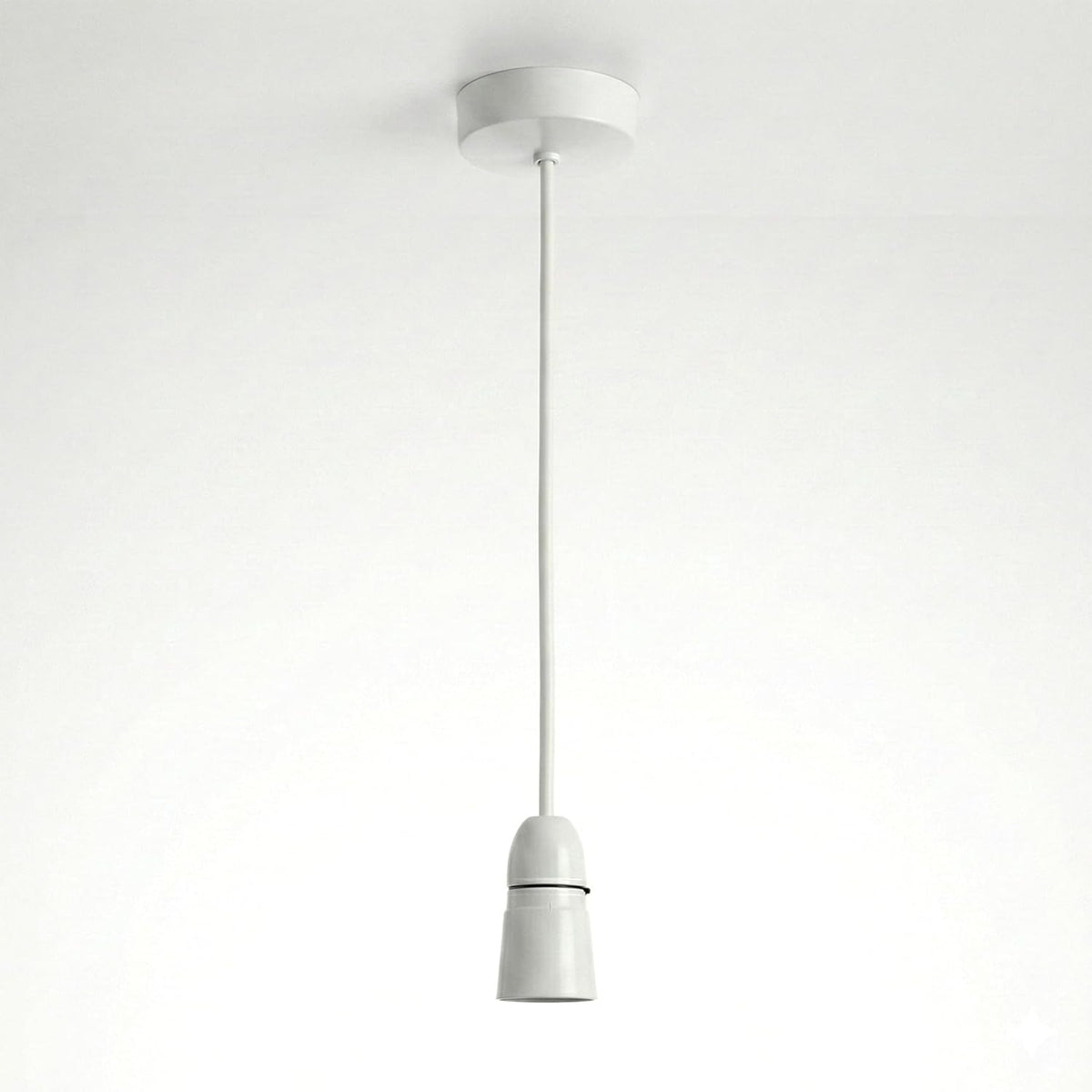 B22 Pendant Lamp Holder Set with Ceiling Rose – White - Single, Standard, White