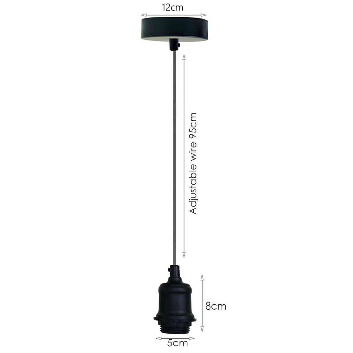 Black Pendant Lamp Holder Set â€“ E27, Adjustable Cable - photo 2