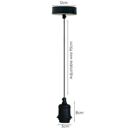 Black Pendant Lamp Holder Set â€“ E27, Adjustable Cable - photo 2