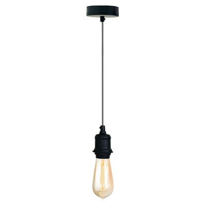 Black Pendant Lamp Holder Set â€“ E27, Adjustable Cable - Black, 100 mm, Without Bulb