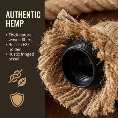 3-Head Hemp Rope Pendant – Knotted Ropes, 50 cm Bar, 100 cm Drop - photo 2