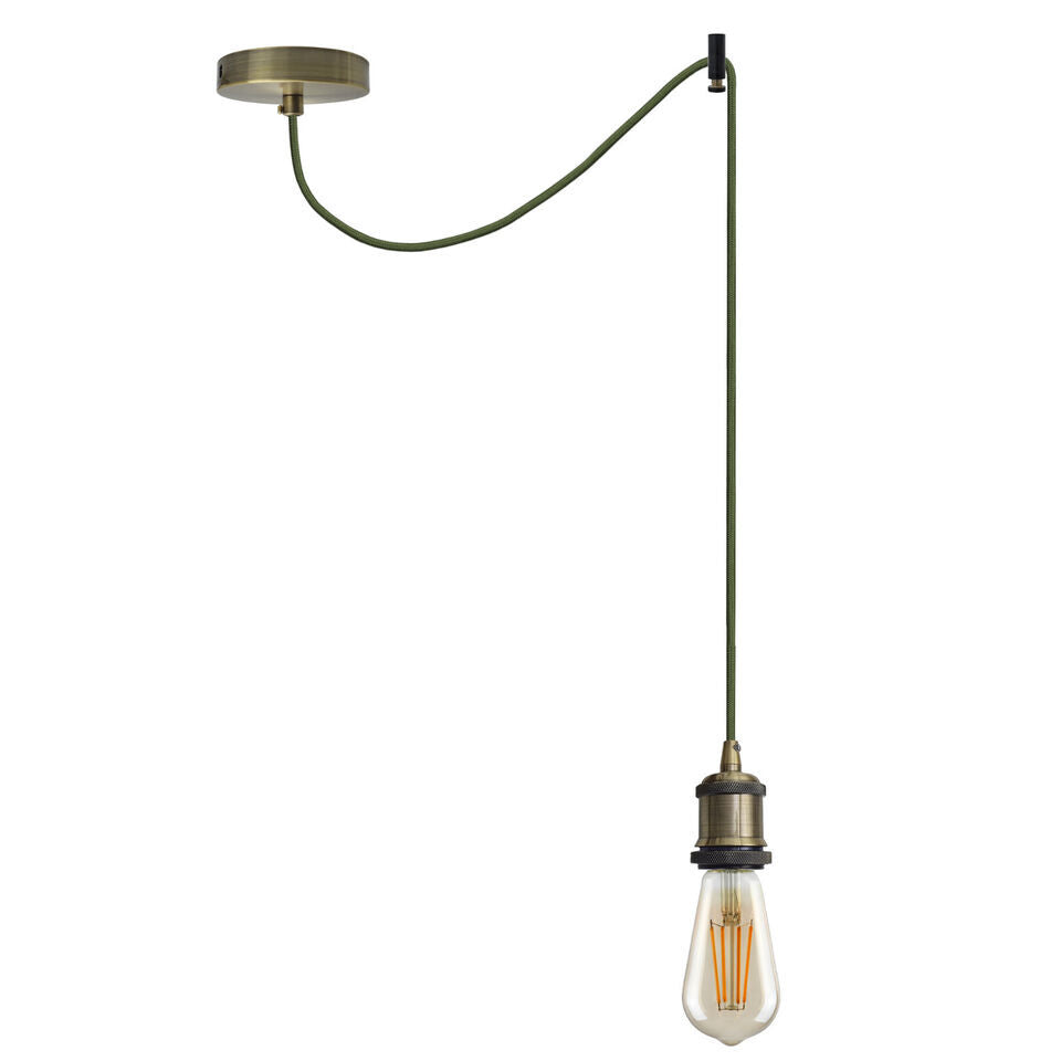 Swag Pendant Light Set – Green Brass, 195 cm Cable, E27