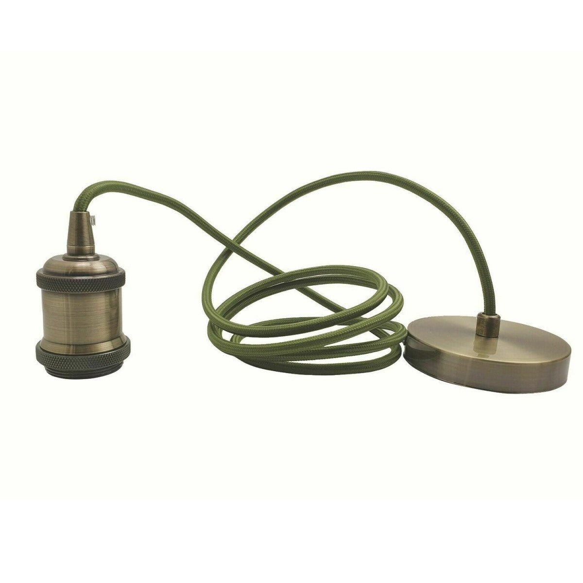 Swag Pendant Light Set – Green Brass, 195 cm Cable, E27 - Green Brass, Without Hook, Without Bulb