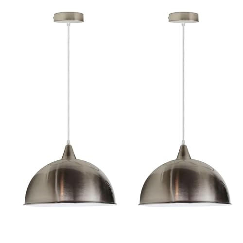 Satin Nickel Pendant Light Set – Cone Holder, E27, Single or Pair - photo 2