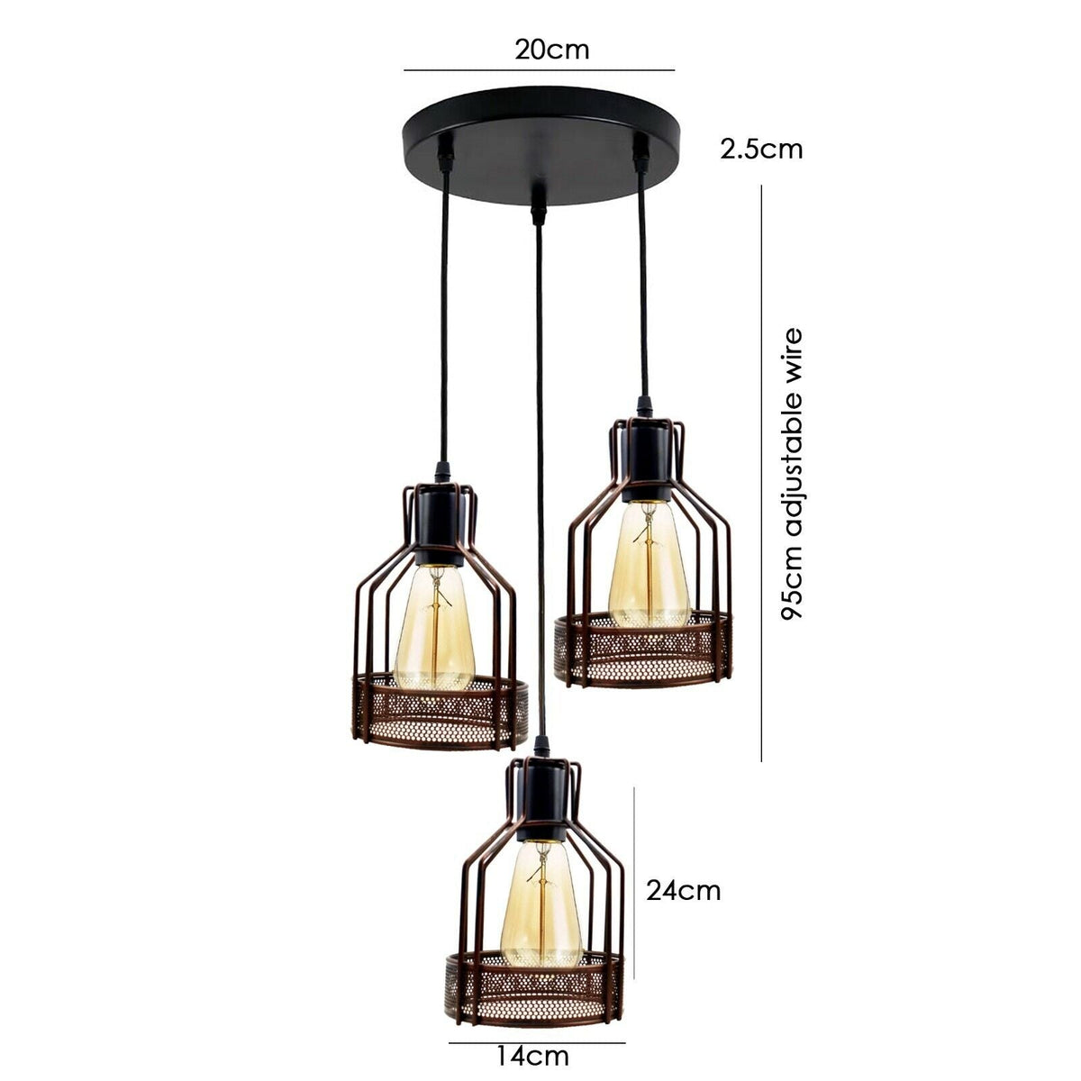 3-Light Cage Pendant – Bird, Triangle, Balloon, Woven or Crystal - photo 3