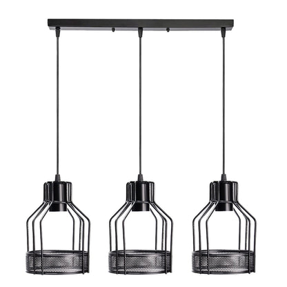 3-Light Cage Pendant – Bird, Triangle, Balloon, Woven or Crystal - Black, Bird Cage Black 500 mm Rose, Without Bulb