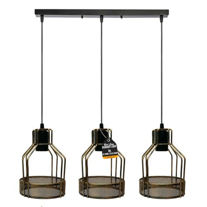 3-Light Cage Pendant – Bird, Triangle, Balloon, Woven or Crystal - Black, Bird Cage Brushed Copper 500 mm Rose, Without Bulb