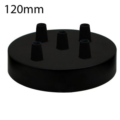 Side Fit Ceiling Roses – 100, 108 & 120 mm, 1 to 7 Outlets, 9 Colours - Black, 120 mm 5 Outlet, Single