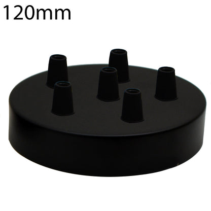 Side Fit Ceiling Roses – 100, 108 & 120 mm, 1 to 7 Outlets, 9 Colours - Black, 120 mm 6 Outlet, Single