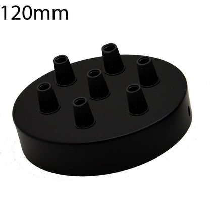 Side Fit Ceiling Roses – 100, 108 & 120 mm, 1 to 7 Outlets, 9 Colours - Black, 120 mm 7 Outlet, Single