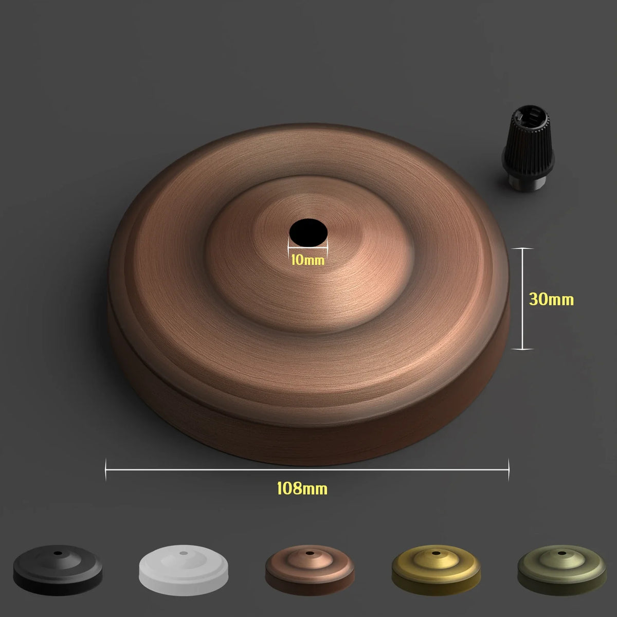Side Fit Ceiling Roses – 100, 108 & 120 mm, 1 to 7 Outlets, 9 Colours - Copper, 108 mm, Single