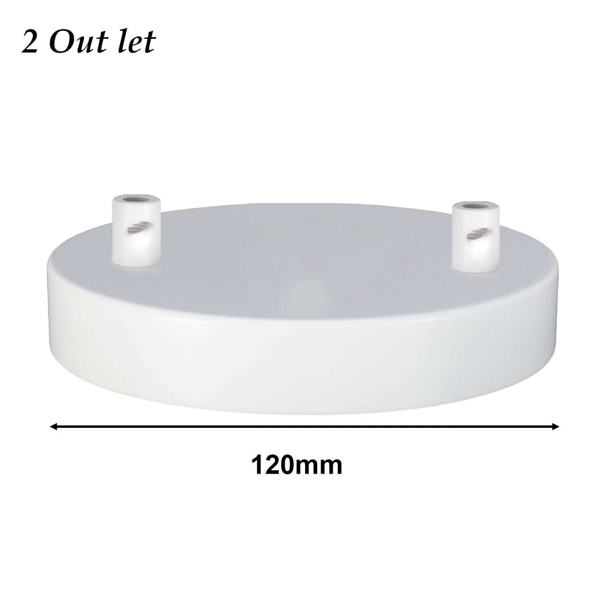 Side Fit Ceiling Roses – 100, 108 & 120 mm, 1 to 7 Outlets, 9 Colours - White, 120 mm 2 Outlet, Single