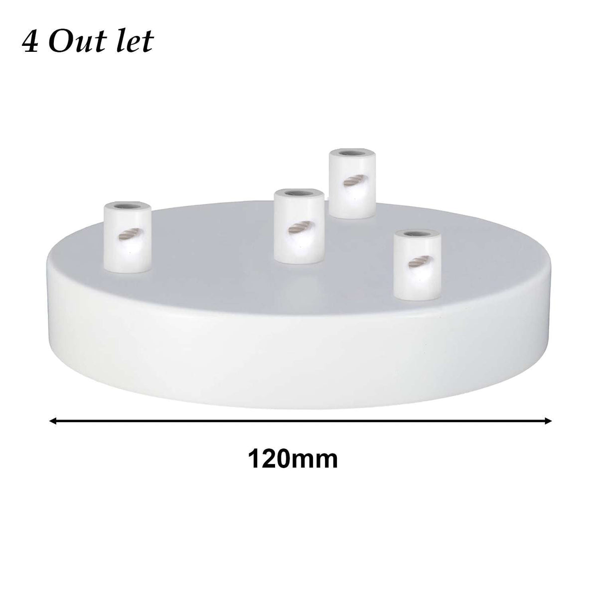 Side Fit Ceiling Roses – 100, 108 & 120 mm, 1 to 7 Outlets, 9 Colours - White, 120 mm 4 Outlet, Single