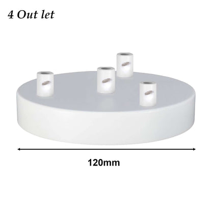 Side Fit Ceiling Roses – 100, 108 & 120 mm, 1 to 7 Outlets, 9 Colours - White, 120 mm 4 Outlet, Single