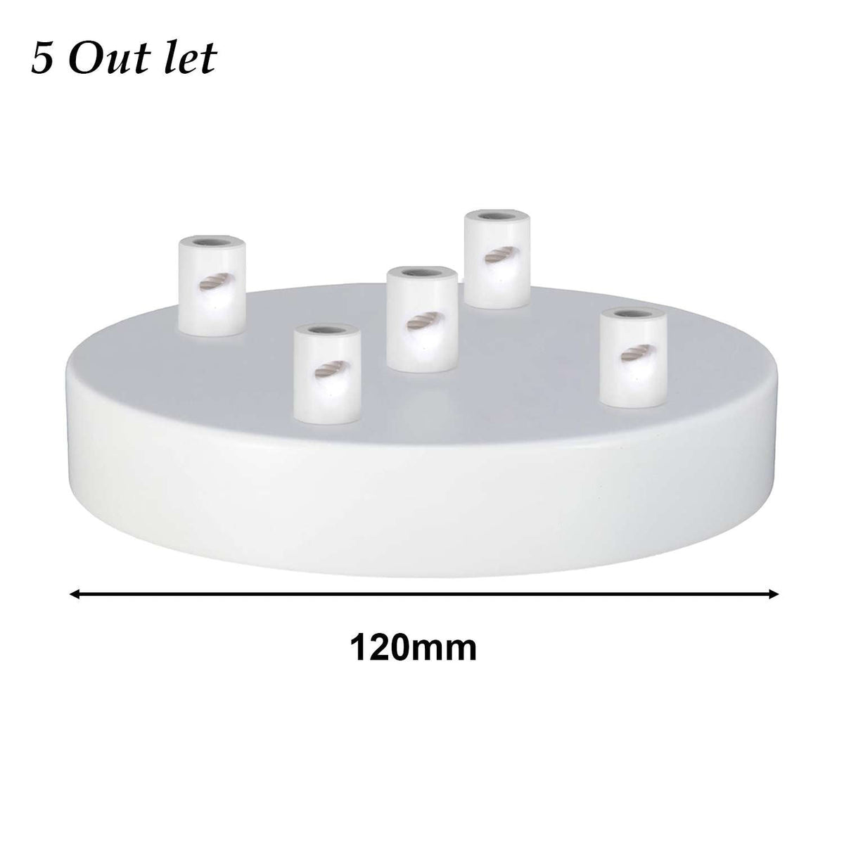 Side Fit Ceiling Roses – 100, 108 & 120 mm, 1 to 7 Outlets, 9 Colours - White, 120 mm 5 Outlet, Single