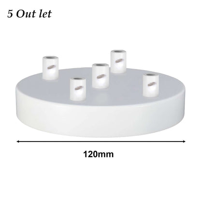 Side Fit Ceiling Roses – 100, 108 & 120 mm, 1 to 7 Outlets, 9 Colours - White, 120 mm 5 Outlet, Single