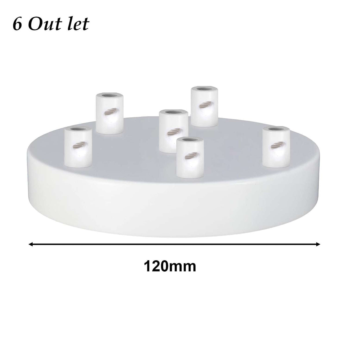 Side Fit Ceiling Roses – 100, 108 & 120 mm, 1 to 7 Outlets, 9 Colours - White, 120 mm 6 Outlet, Single