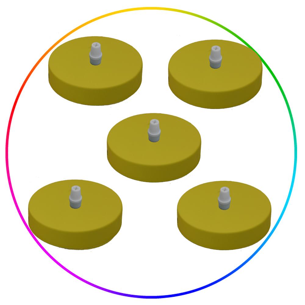 Side Fit Ceiling Roses – 100, 108 & 120 mm, 1 to 7 Outlets, 9 Colours - Yellow, 100 mm, Pack of 5