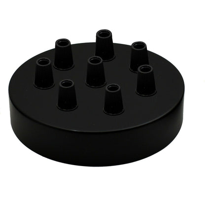 Side Fit Ceiling Roses – 120 to 220 mm, Up to 9 Outlets - Black, 120 mm 8 Outlet, Single