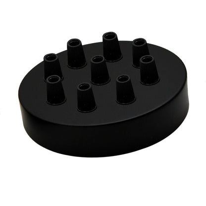 Side Fit Ceiling Roses – 120 to 220 mm, Up to 9 Outlets - Black, 120 mm 9 Outlet, Single