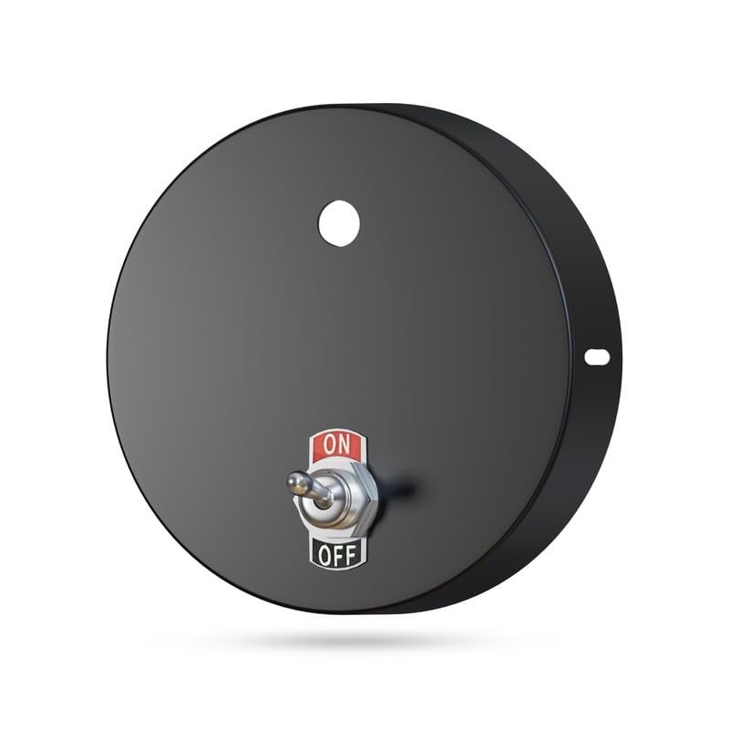 Side Fit Ceiling Roses – 120 to 220 mm, Up to 9 Outlets - Black, 120 mm with On/Off Switch, Single