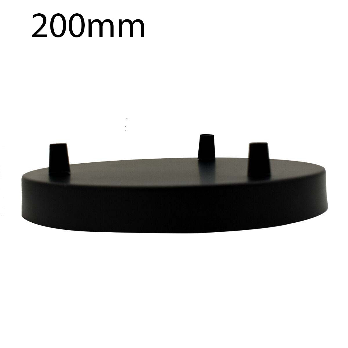Side Fit Ceiling Roses – 120 to 220 mm, Up to 9 Outlets - Black, 200 mm 3 Outlet, Single