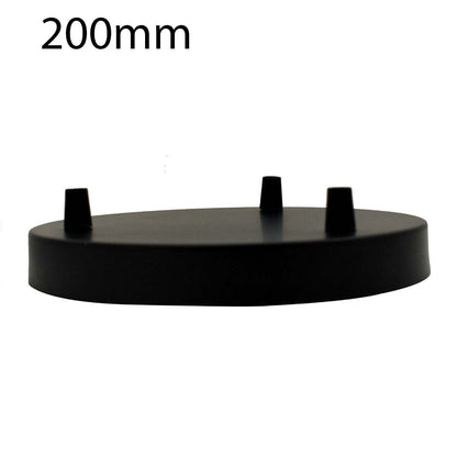Side Fit Ceiling Roses – 120 to 220 mm, Up to 9 Outlets - Black, 200 mm 3 Outlet, Single