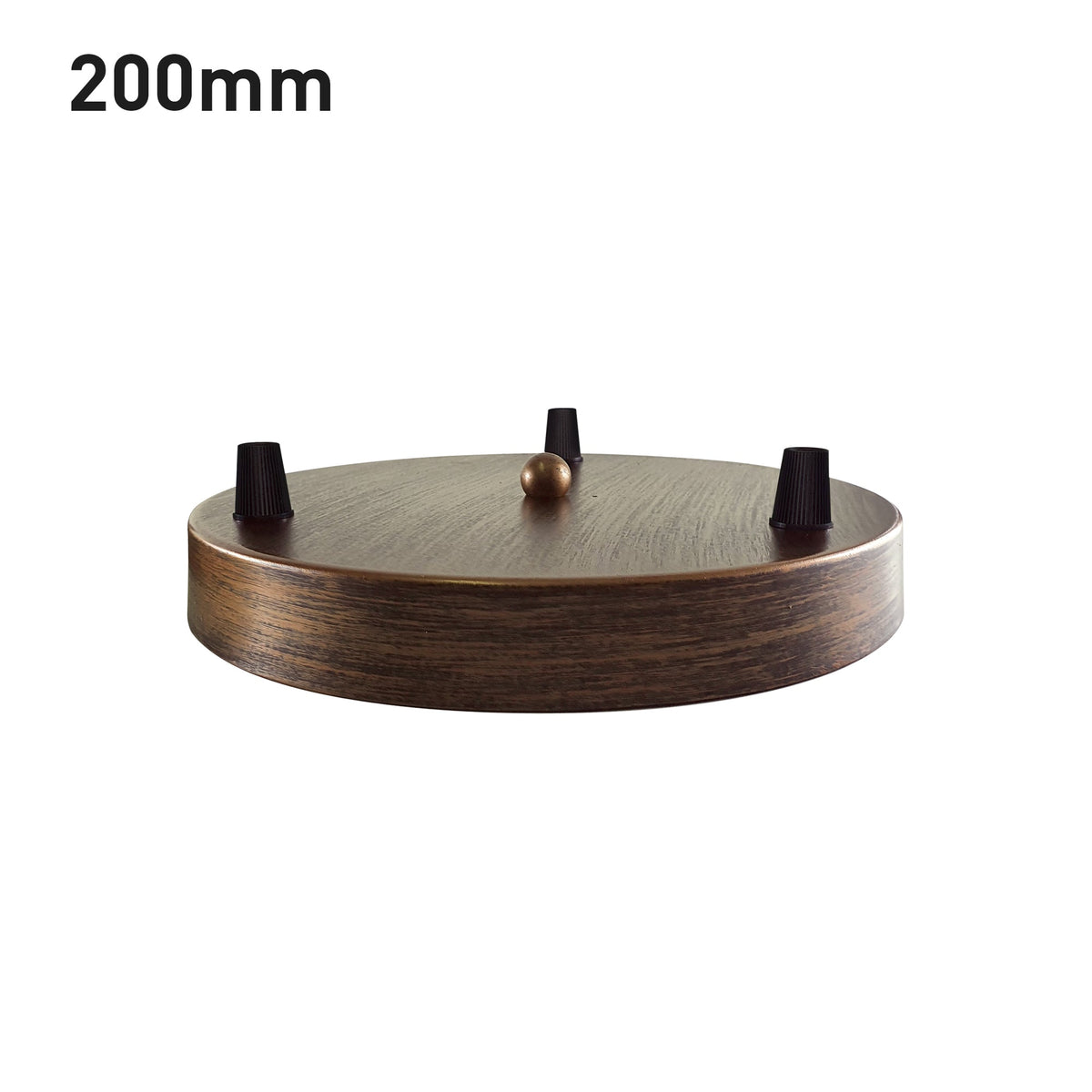 Side Fit Ceiling Roses – 120 to 220 mm, Up to 9 Outlets - Brushed Copper, 200 mm 3 Outlet, Single