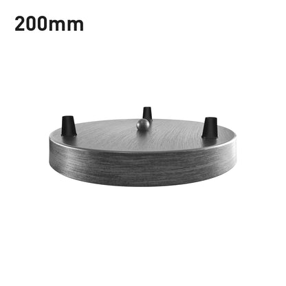 Side Fit Ceiling Roses – 120 to 220 mm, Up to 9 Outlets - Brushed Silver, 200 mm 3 Outlet, Single