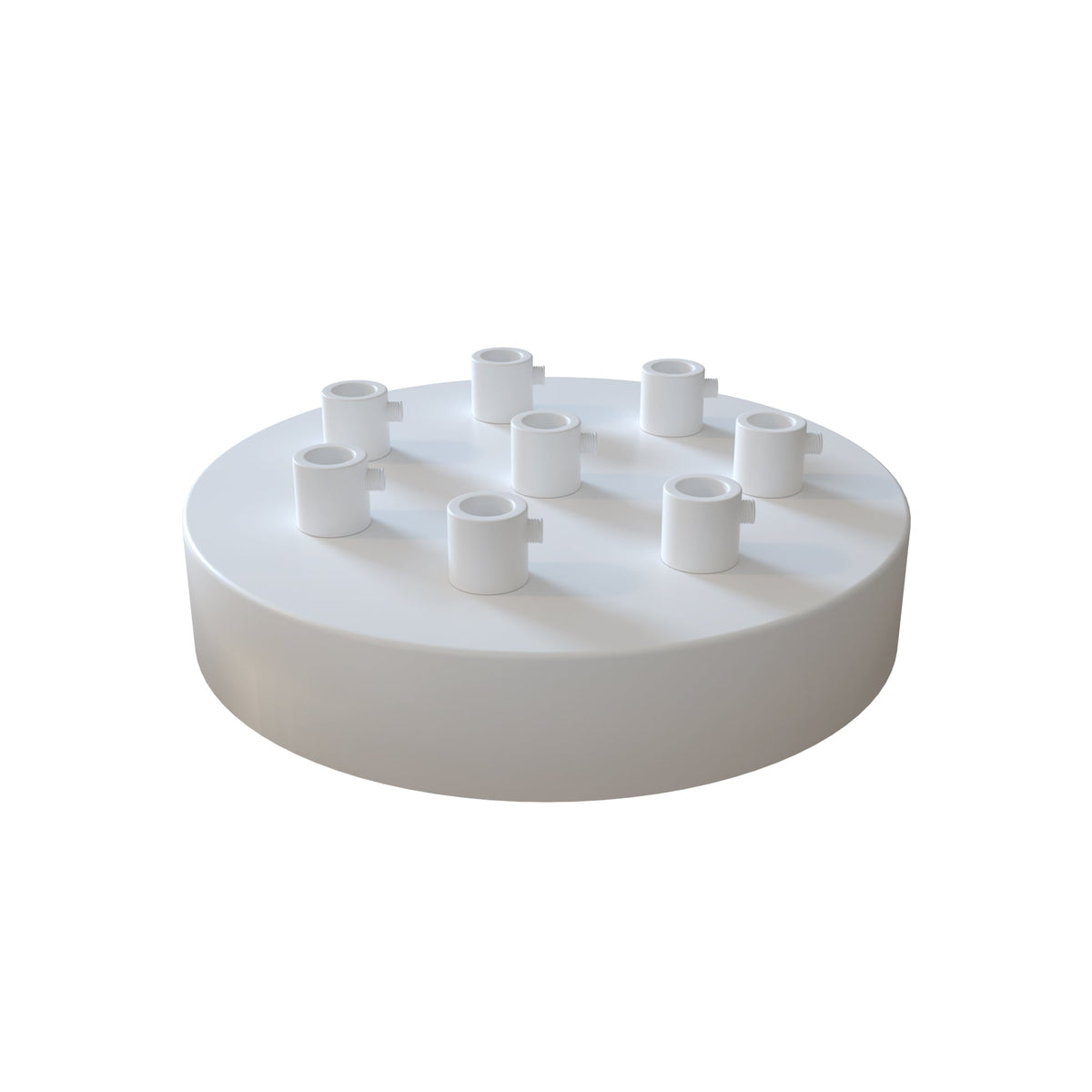 Side Fit Ceiling Roses – 120 to 220 mm, Up to 9 Outlets - White, 120 mm 8 Outlet, Single