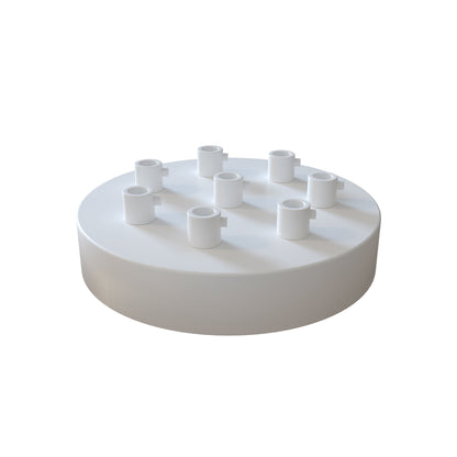 Side Fit Ceiling Roses – 120 to 220 mm, Up to 9 Outlets - White, 120 mm 8 Outlet, Single