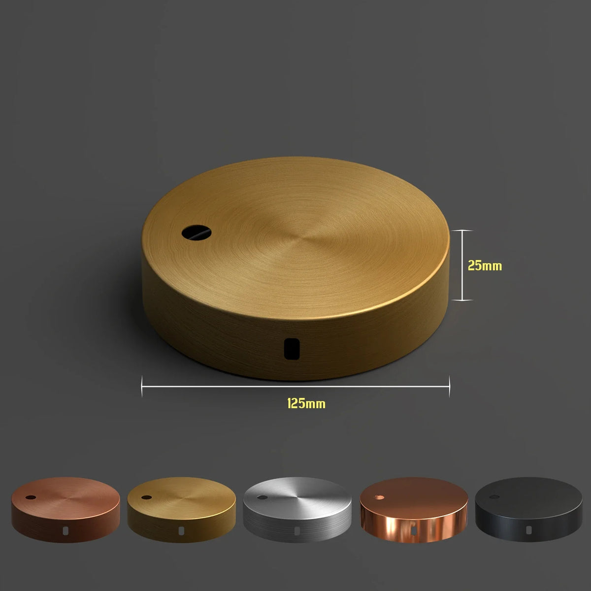 Side Fit Ceiling Roses – 120 to 220 mm, Up to 9 Outlets - Yellow Brass, 125 mm, Single