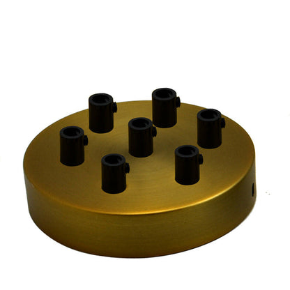 Side Fit Ceiling Roses – 120 to 220 mm, Up to 9 Outlets - Yellow Brass, 120 mm 7 Outlet, Single