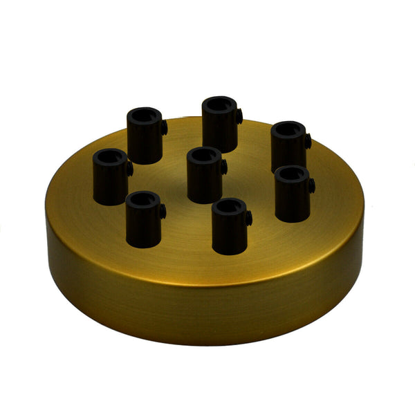 Side Fit Ceiling Roses – 120 to 220 mm, Up to 9 Outlets - Yellow Brass, 120 mm 8 Outlet, Single