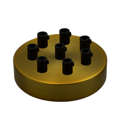 Side Fit Ceiling Roses – 120 to 220 mm, Up to 9 Outlets - Yellow Brass, 120 mm 8 Outlet, Single