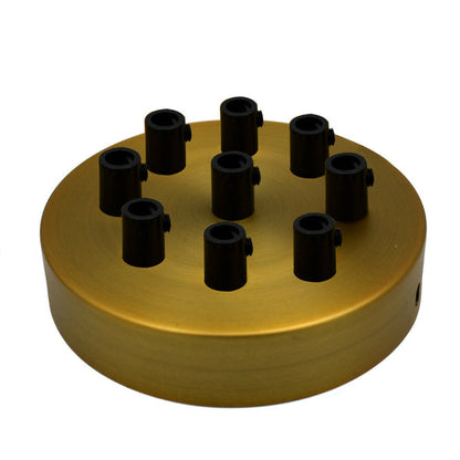 Side Fit Ceiling Roses – 120 to 220 mm, Up to 9 Outlets - Yellow Brass, 120 mm 9 Outlet, Single