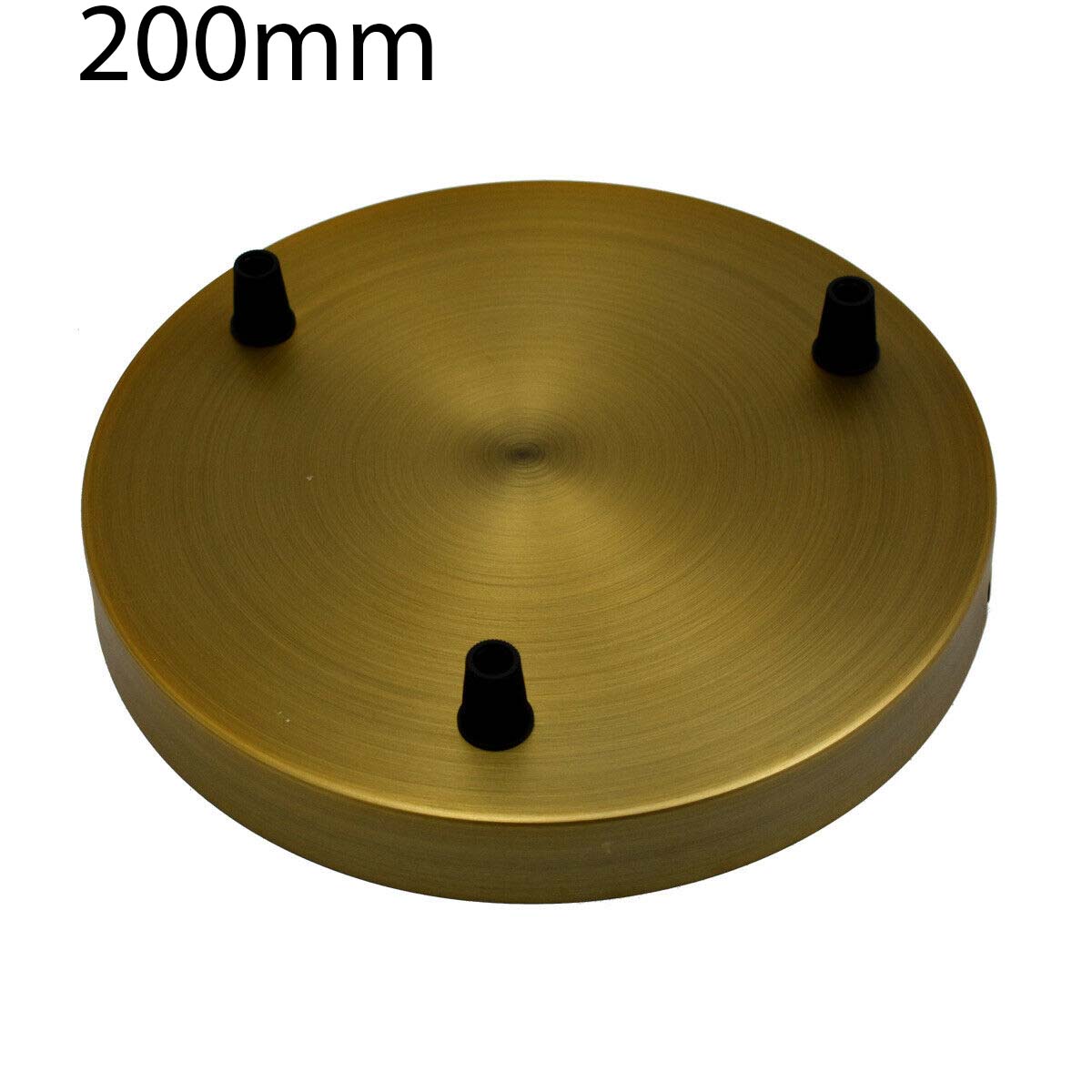 Side Fit Ceiling Roses – 120 to 220 mm, Up to 9 Outlets - Yellow Brass, 200 mm 3 Outlet, Single