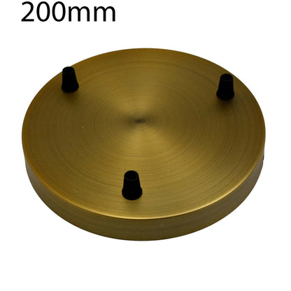 Side Fit Ceiling Roses – 120 to 220 mm, Up to 9 Outlets - Yellow Brass, 200 mm 3 Outlet, Single