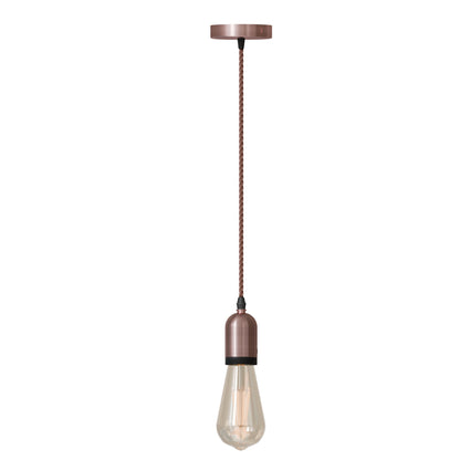 Pendant Light Fitting – Copper E27 Holder, Brown Twisted Cable - photo 3
