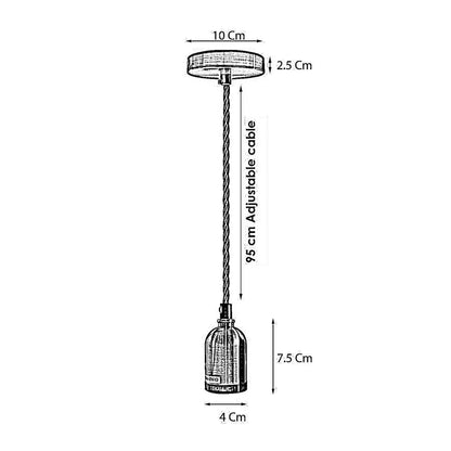 Pendant Light Fitting – Copper E27 Holder, Brown Twisted Cable - photo 2