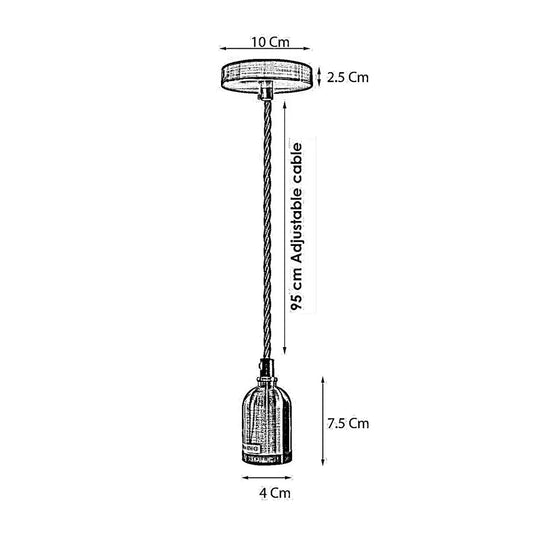 Pendant Light Fitting – Copper E27 Holder, Brown Twisted Cable - photo 2