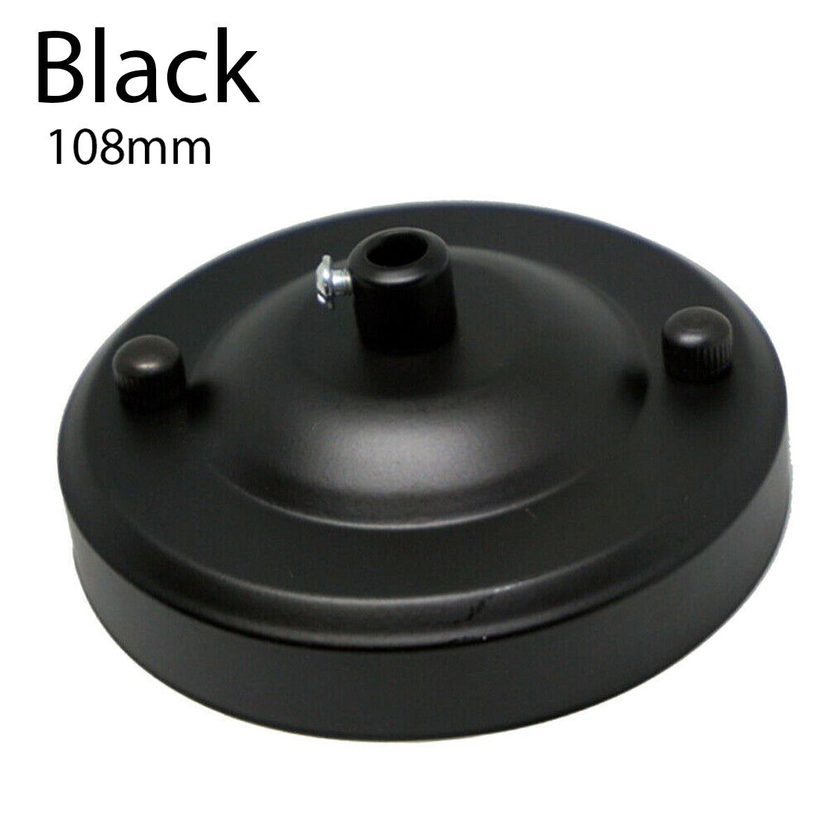 Flat Fit Ceiling Rose 100-200 mm – Hook, Bell & Square Styles - Black, 108 mm, Single
