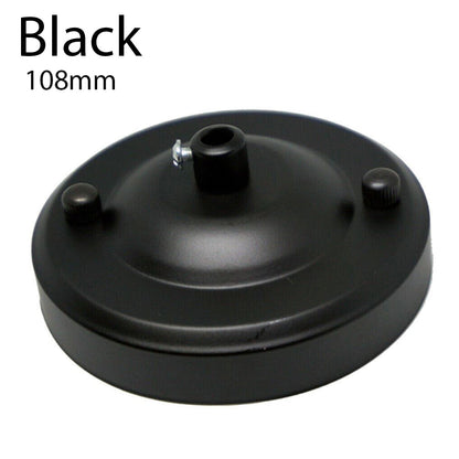Flat Fit Ceiling Rose 100-200 mm – Hook, Bell & Square Styles - Black, 108 mm, Single