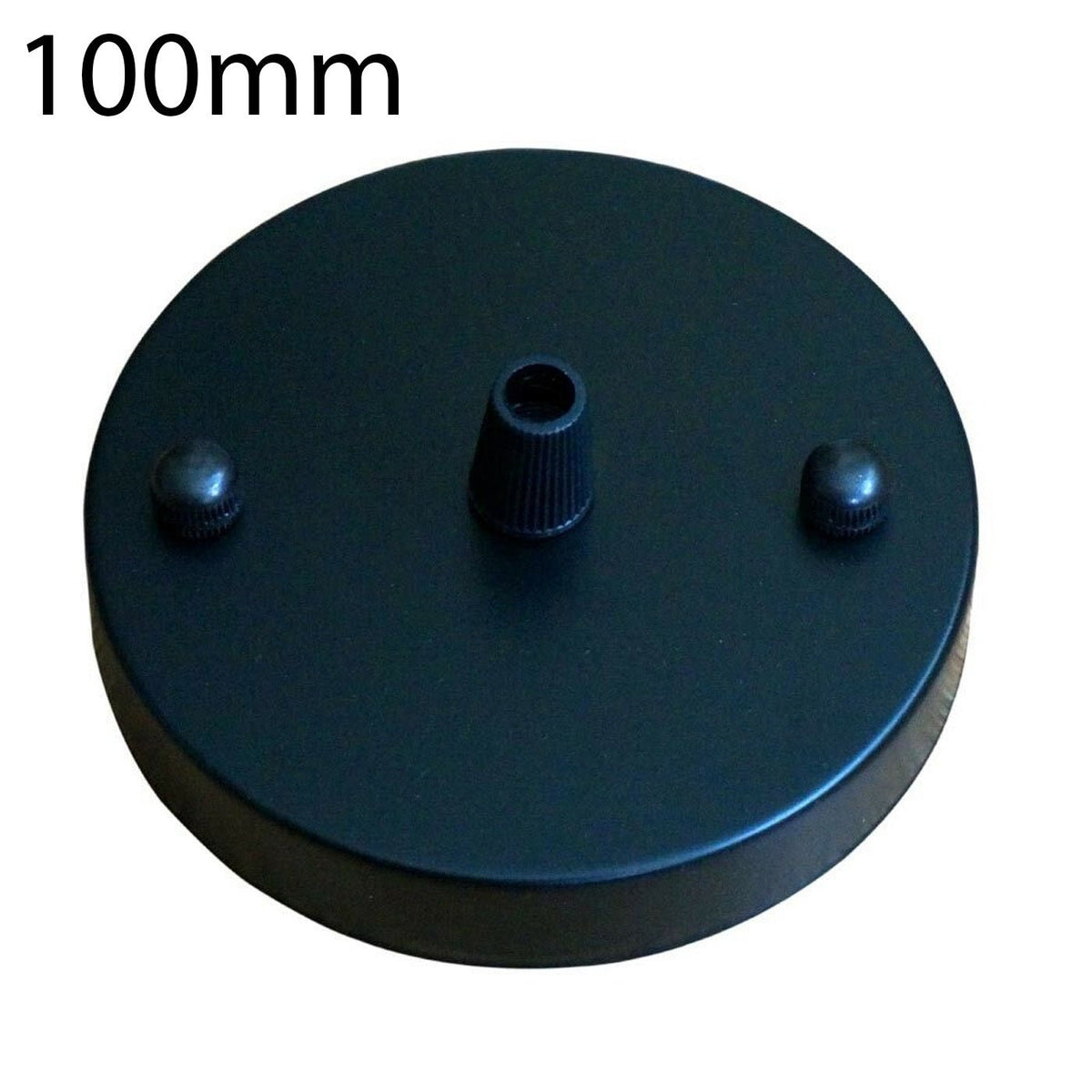 Flat Fit Ceiling Rose 100-200 mm – Hook, Bell & Square Styles - Black, 100 mm, Single