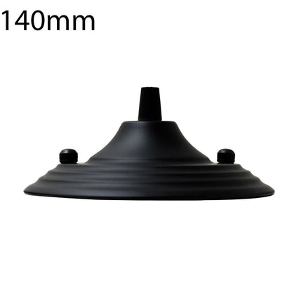 Flat Fit Ceiling Rose 100-200 mm – Hook, Bell & Square Styles - Black, 140 mm, Single