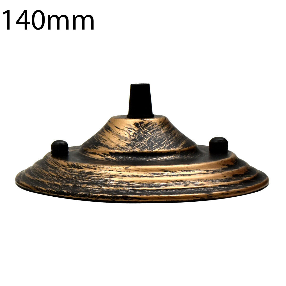 Flat Fit Ceiling Rose 100-200 mm – Hook, Bell & Square Styles - Brushed Copper, 140 mm, Single