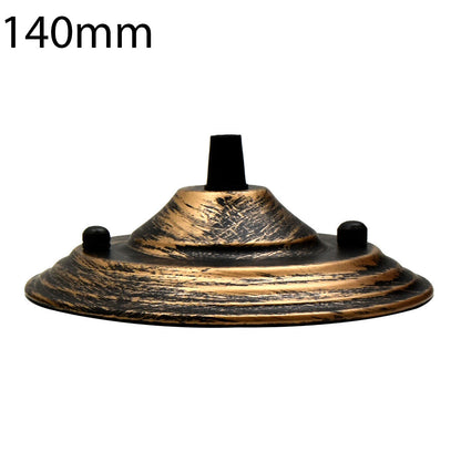 Flat Fit Ceiling Rose 100-200 mm – Hook, Bell & Square Styles - Brushed Copper, 140 mm, Single