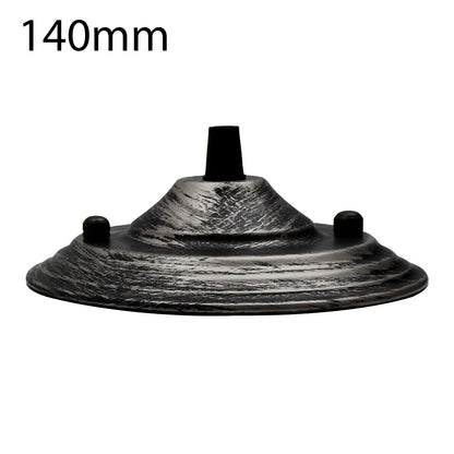 Flat Fit Ceiling Rose 100-200 mm – Hook, Bell & Square Styles - Brushed Silver, 140 mm, Single