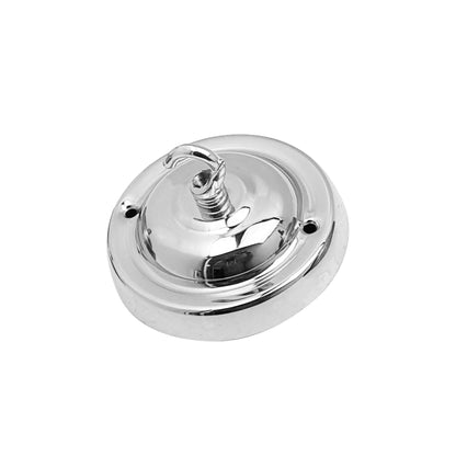 Flat Fit Ceiling Rose 100-200 mm – Hook, Bell & Square Styles - Chrome, 105 mm with Hook, Single